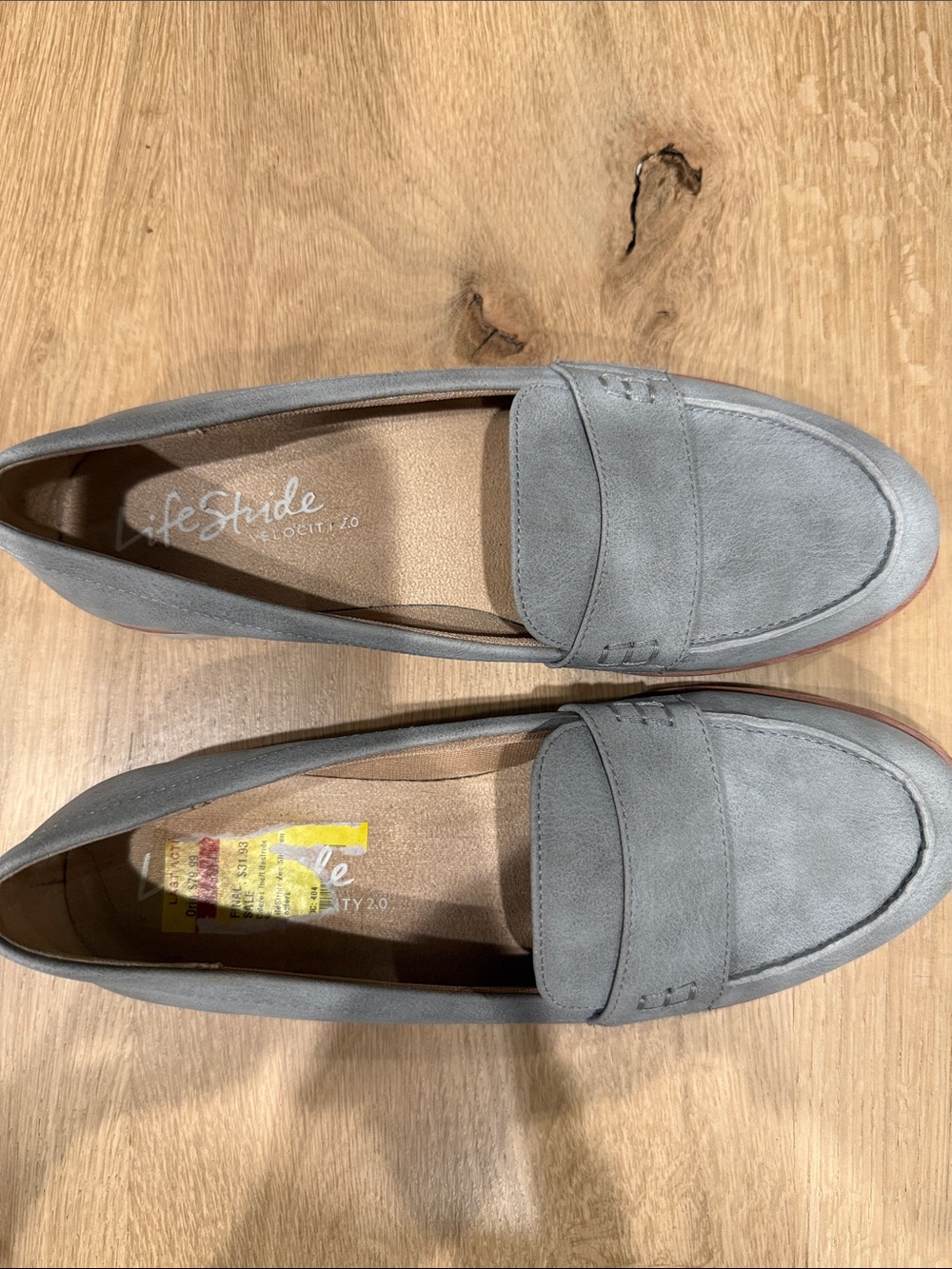 Life Stride Gray Suede Slip-On Penny Loafers